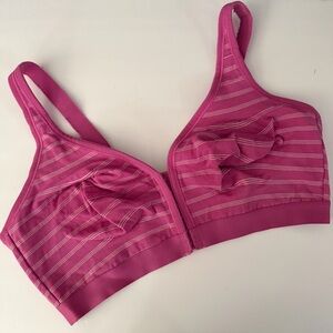 Cacique Cotton Wireless Front-Close Bra Pink Striped 42DD